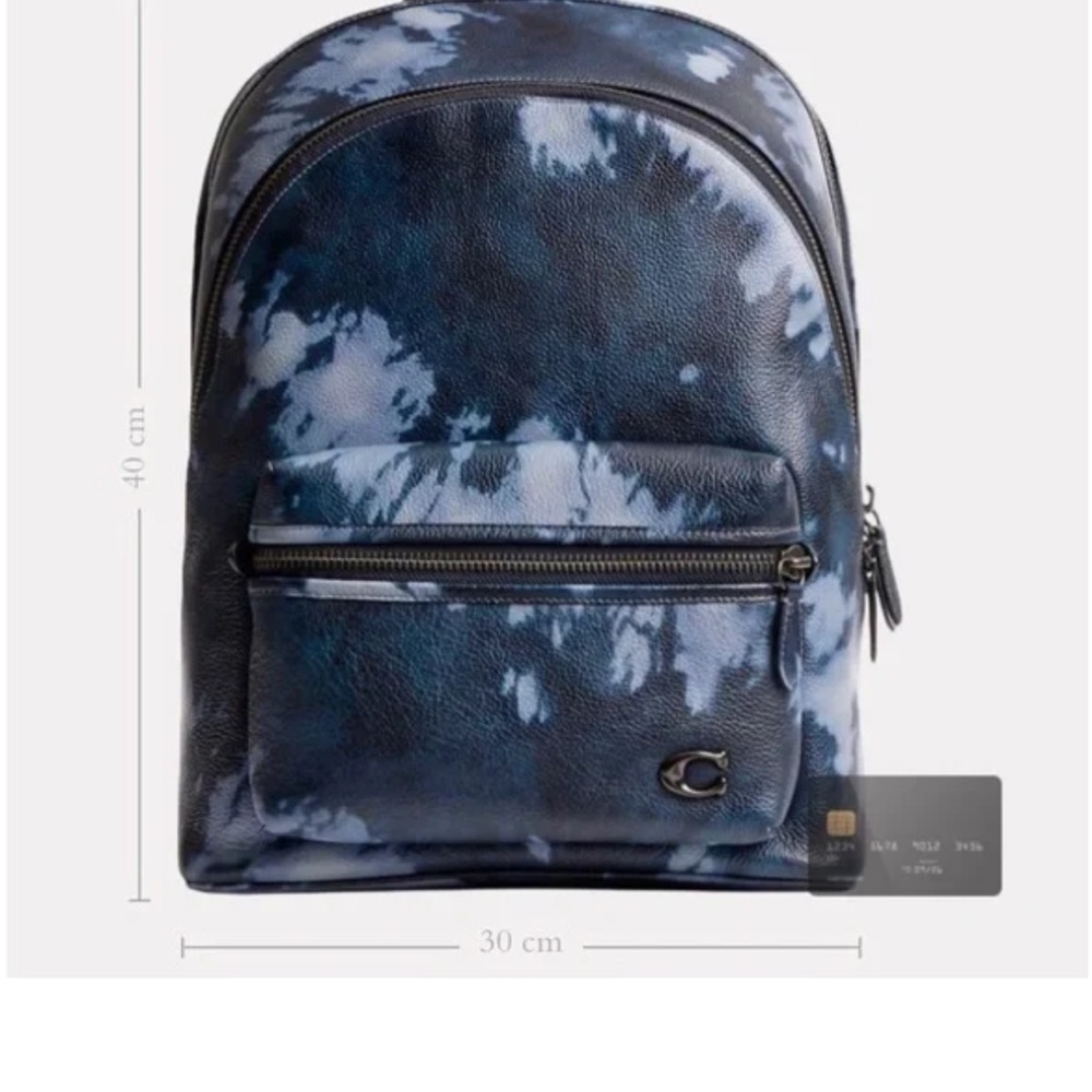 Coach Blue and Black Leather Backpack